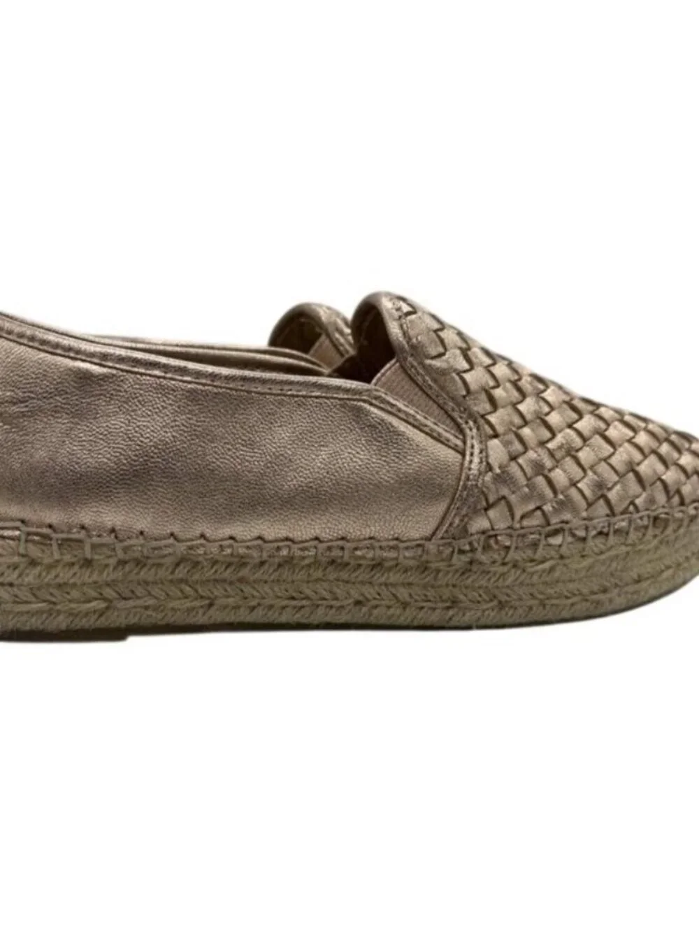 Sam Edelman Metallic Rose Gold Catherine Leather Espadrilles slip on bling shoes